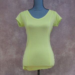 NEW Guess V Neck Ruched Shirt Lime Squeeze Size S